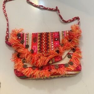 Vibrant Multicolor Fringe Crossbody Bag